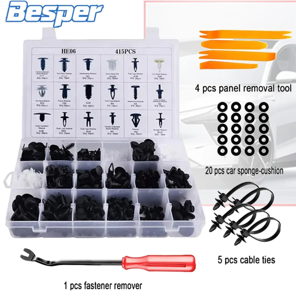 Car Plastic Fastener Clips Set with Box Mixed Auto Body Push Retainer Pin Rivet Bumper Door Trim Panel Fastener Clip Kit