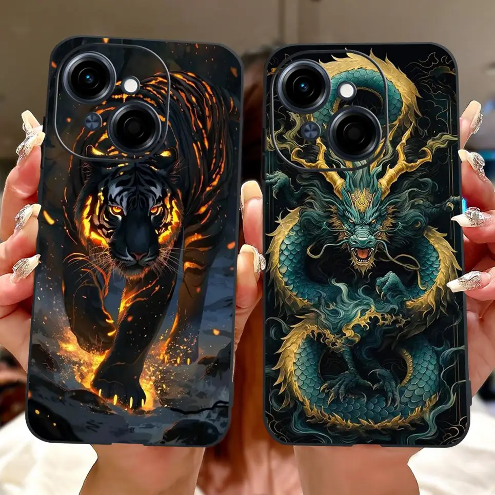 

For Tecno Spark GO 2025 GO 1 Spark 30c 5G Cases Pop 9 4G 5G Cool Style Tiger Dragon Phone Case Soft Silicone TPU Back Cover