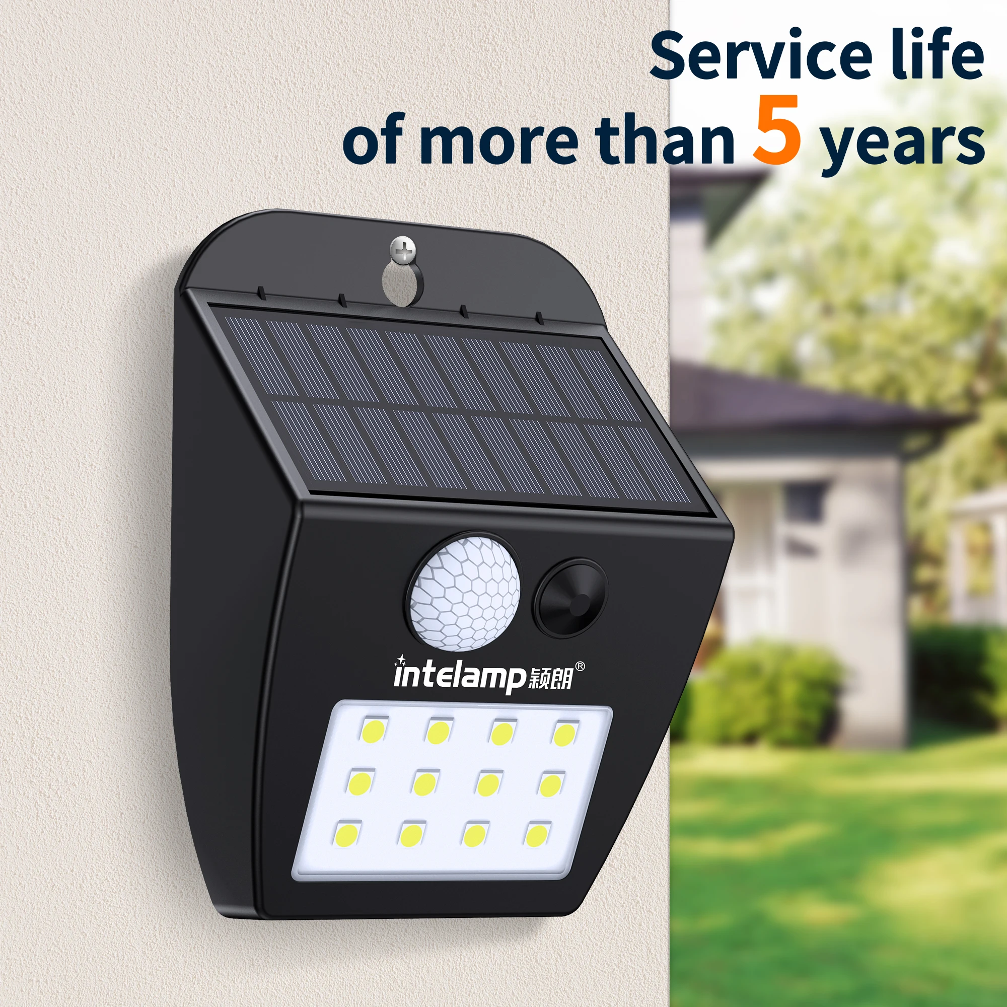 

intelamp Single Head Solar Powered Auto Sensing Outdoor Garden Decorative Wall Light, Silicone Button Cover, LED, Clear Shade