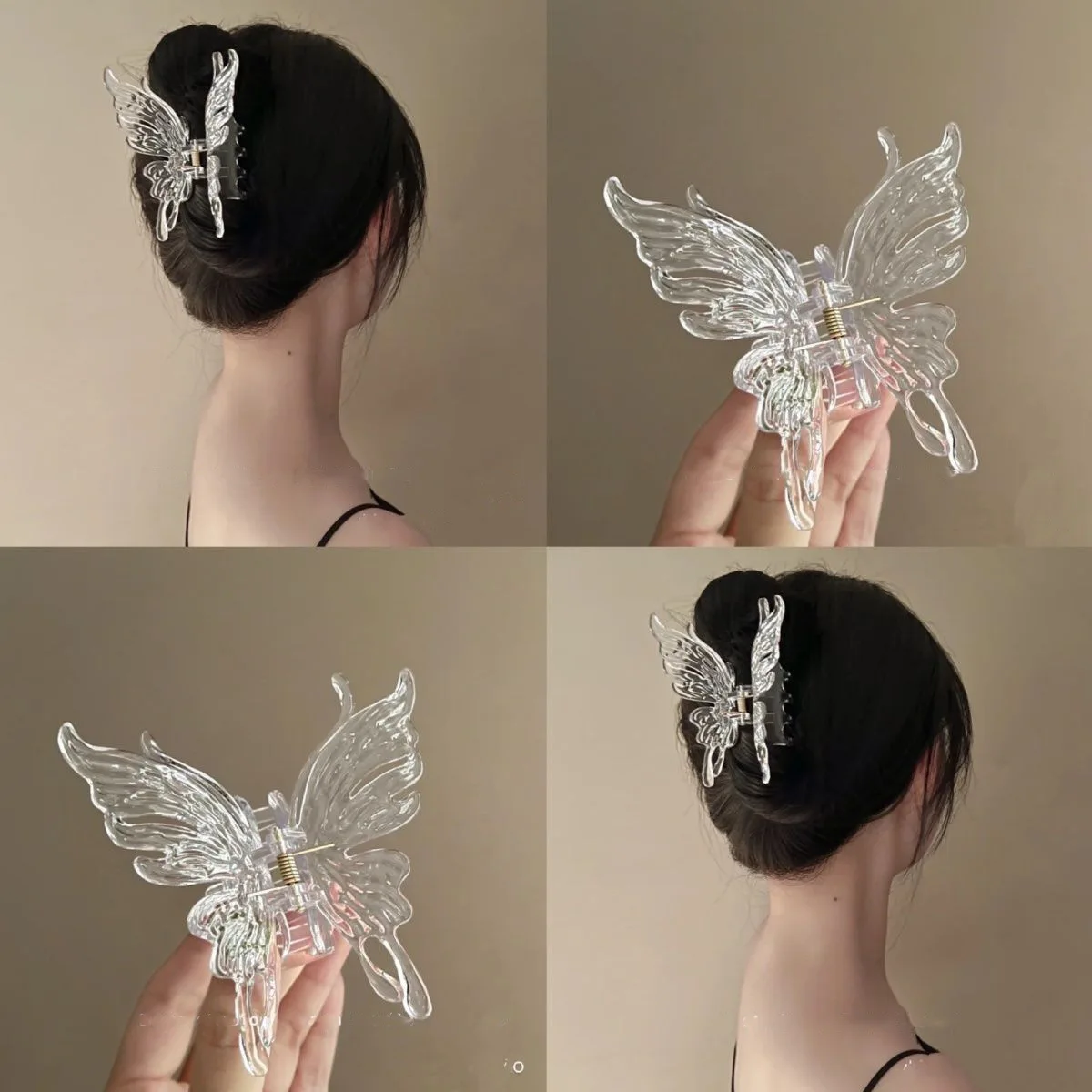 

Transparent acrylic liquid butterfly grab clip, niche design temperament hairpin hair accessories