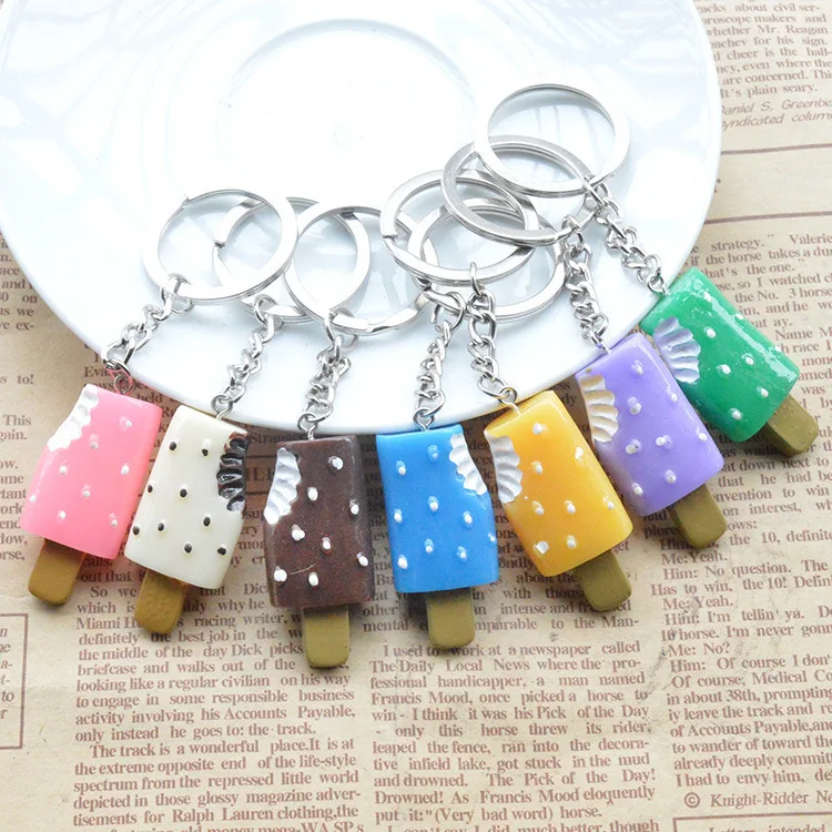 1PCSIce Cream Keychain Simulation Resin Food Bag Ornament Activity Small Gift Pendant Wholesale Color Random