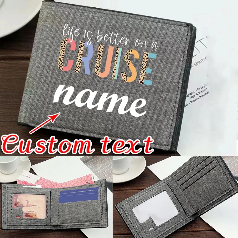 

Короткий кошелек с индивидуальным именем, сумка для хранения кредитных карт, сумка для денег, холст, свободный органайзер для мелочей, модный складной кошелек для монет