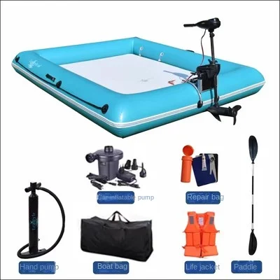 

Water inflatable floating platform widening fishing boat mobile fishing platform road Asia casting net flat boat with fence