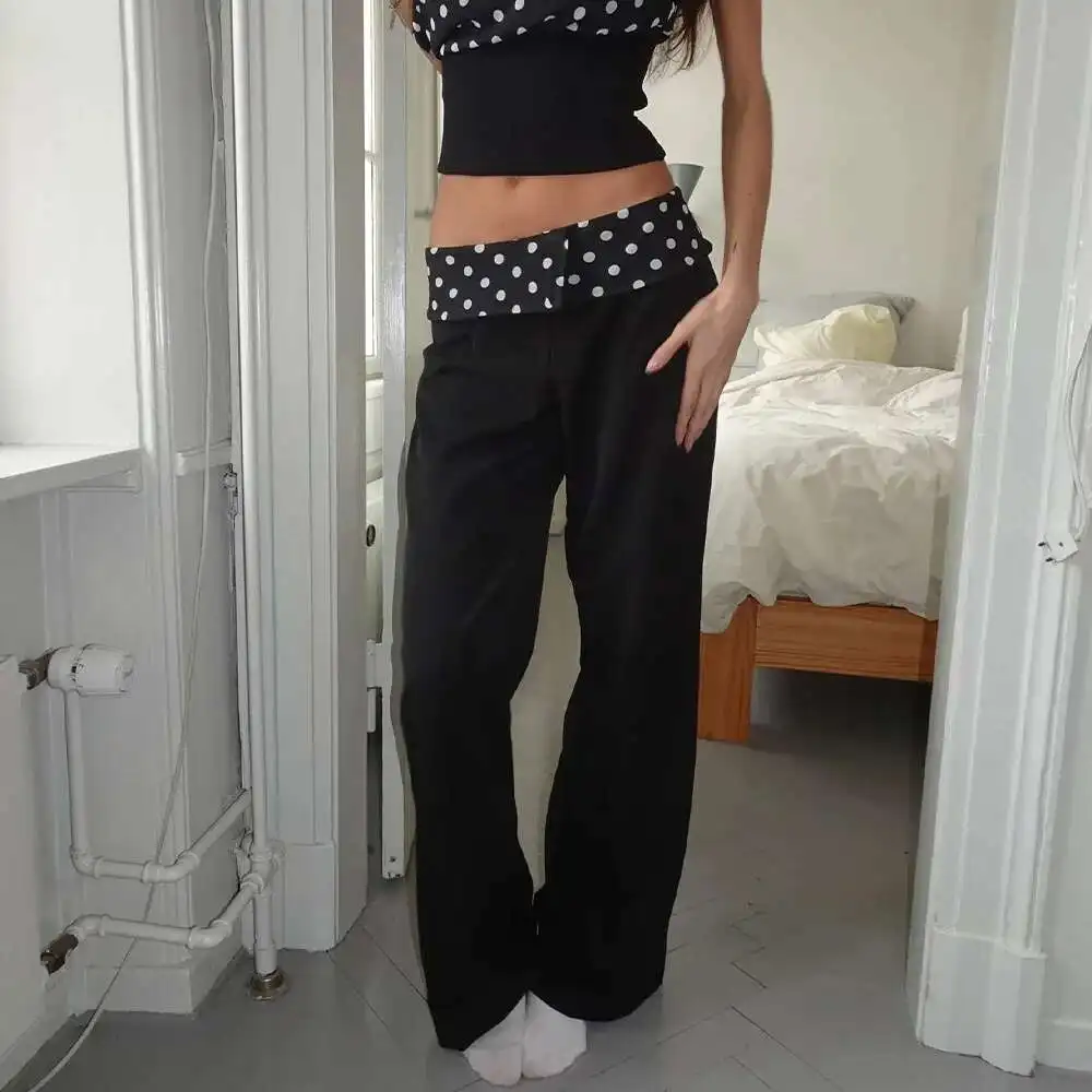 

Summer New 2025 Style Fashionable Casual Women's Pants Slim Fit Splicing Printed Waist Straightening Pants