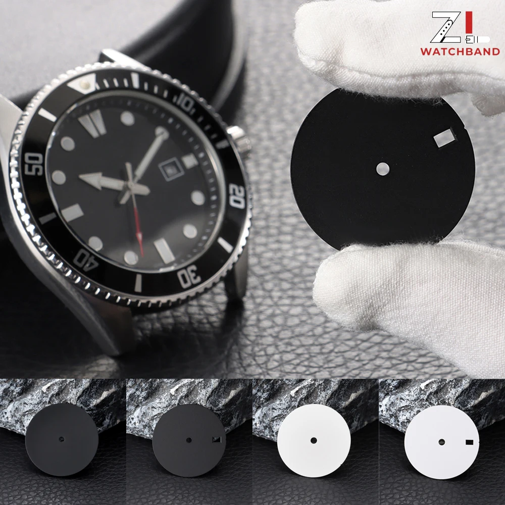 Blank Watch Dial 28.5mmMatte Watch Faces Black Color White for NH35 Movement Watch Dial Single Window for Watchmaker Accessories
