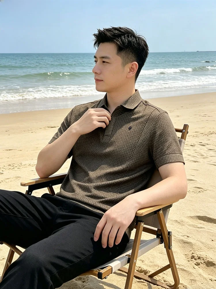 Camisa  Masculina TUCANO Nova Coleção Verão Casual de Negócios Respirável Manga Curta Gola Dobrável Confortável Fibra de ...