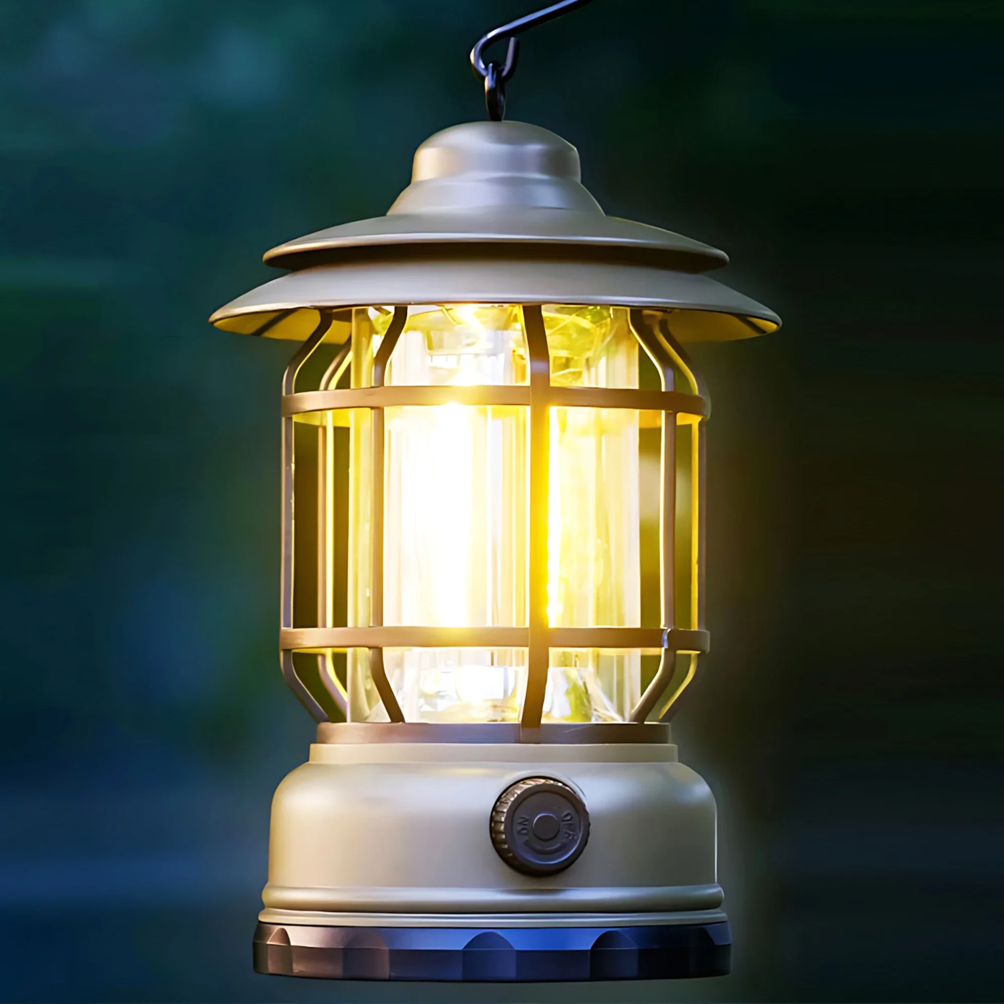 Multifunctional Rechargeable LED Retro Lantern Portable Camping Lamp Outdoor Tent Light Retro Style Lighting for Hiking Travel Emergency Power Outage Night Activities Home Garden Patio Compact Design Convenient Carrying and Storage