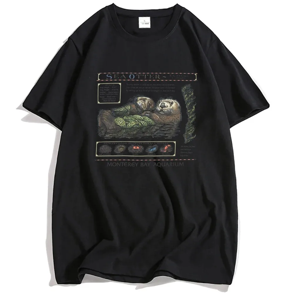 

Sea Otter Monterey Bay Aquarium T-Shirt Short Sleeve Cotton Loose Male Tshirts Cartoon Graphic Printed Oversized high quality