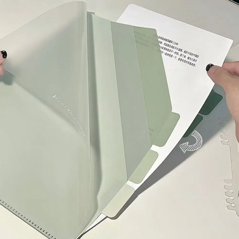 Simple PP A4 File Folder Gradient Color L-shaped Document Bag Six-Layer Large Opening Test Paper Storage Clip School Office