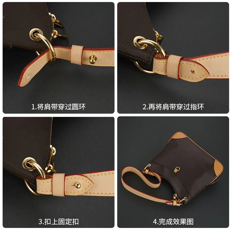 Bag Strap For LV odeon Neverfull Handle Straps Handbag Crossbody Underarm Short Shoulder Belts Geunnie Leather Bag Accessories