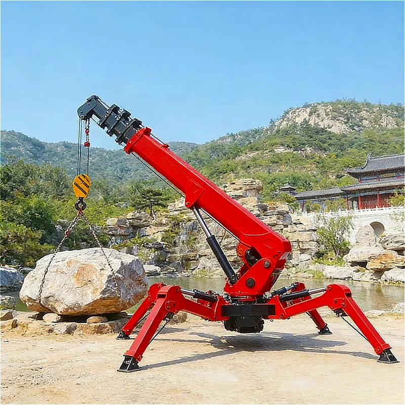 Mini Spider Crane 2 Ton Portable Crawler Crane Hydraulic Outrigger For High Rise Building Curtain Wall Installation Customized