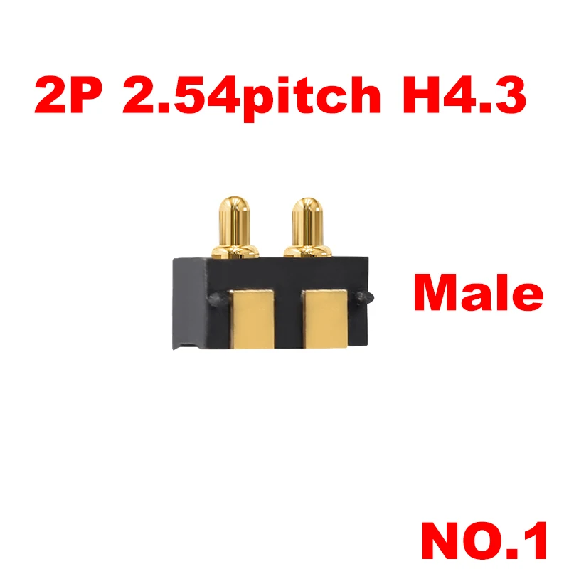 1pcs 4.3 2.8 5.0 5.5 6.7 7.0  2.54 Spring Loaded Pogo Pin Connector Side Welding Mount SMD Strip Male Contact SMT 2P 2pin female