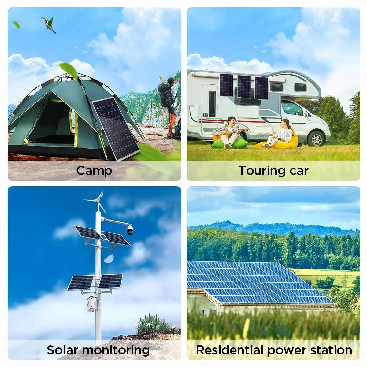 Painel Solar Fotovoltaico Power Bank Kit, 500W 1000W 12V, Controlador 100A, Placa Solar para Casa, Camping, RV, Carro, Carregador de Bateria Rápido