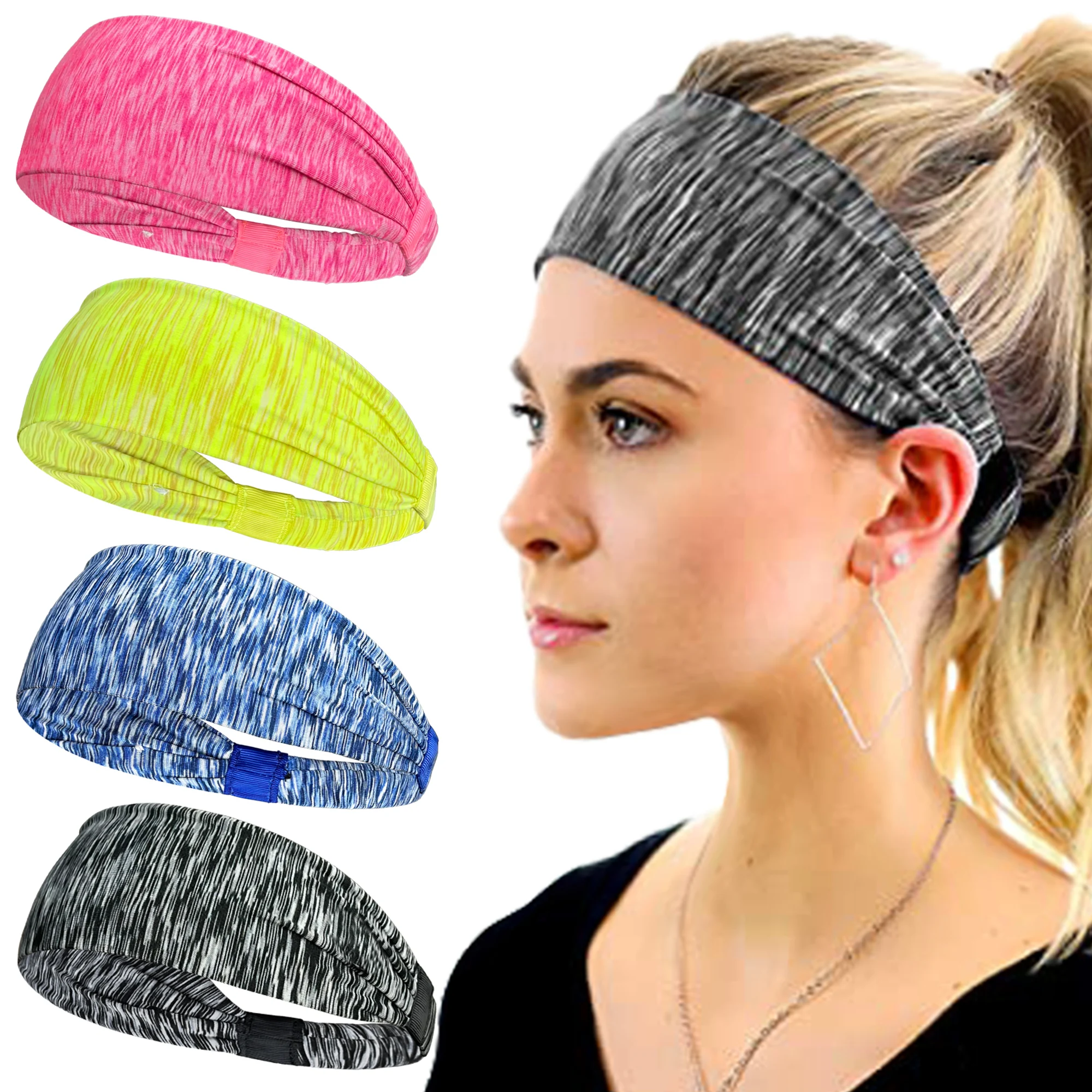 4Pcs Ultra-Thin Sports Headbands For Woman Gym Yoga Sweat Hair Bands Soft Elastic Hairbands Stretch Outdoor Sport Sweatbands