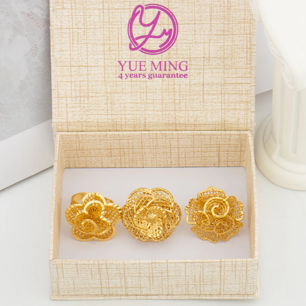 YM Italian Plated Flower Jewelry Set Adjustable Ring 3