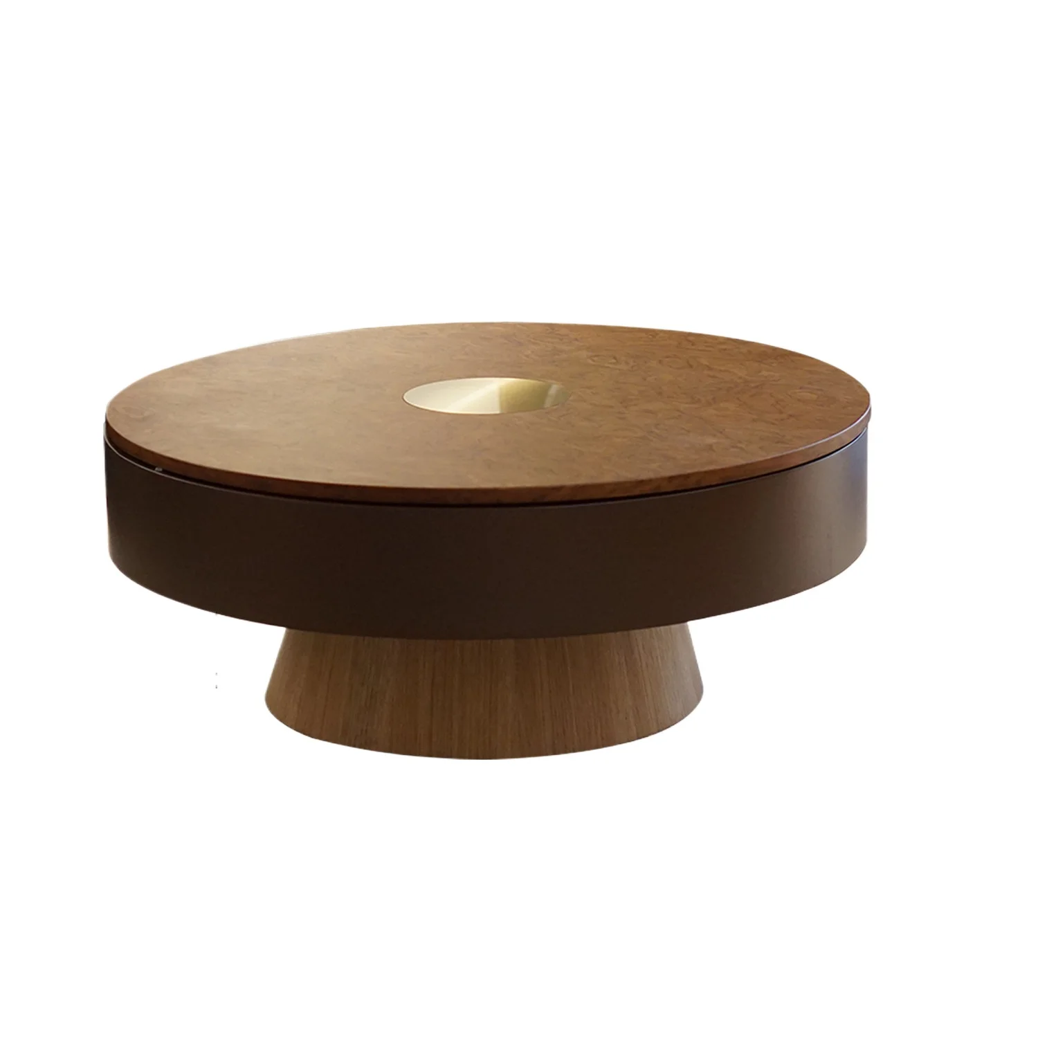 LMM French medieval solid wood tea table living room tree tumor rotating storage coffee table