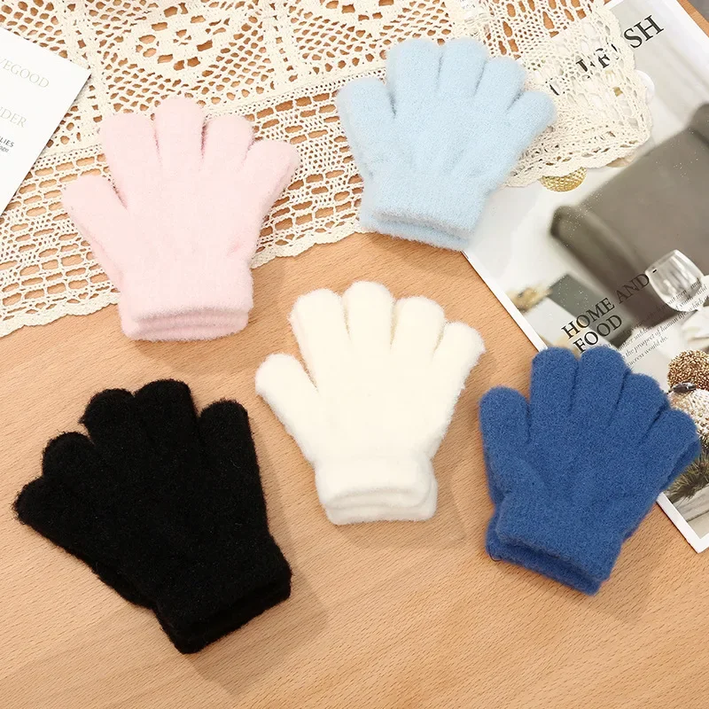 1 Pair Warm Winter Glove for Kids Sporty Chic Simplicity Solid Color Toddler Glove Outdoor Autumn Winter Split Finger Gloves