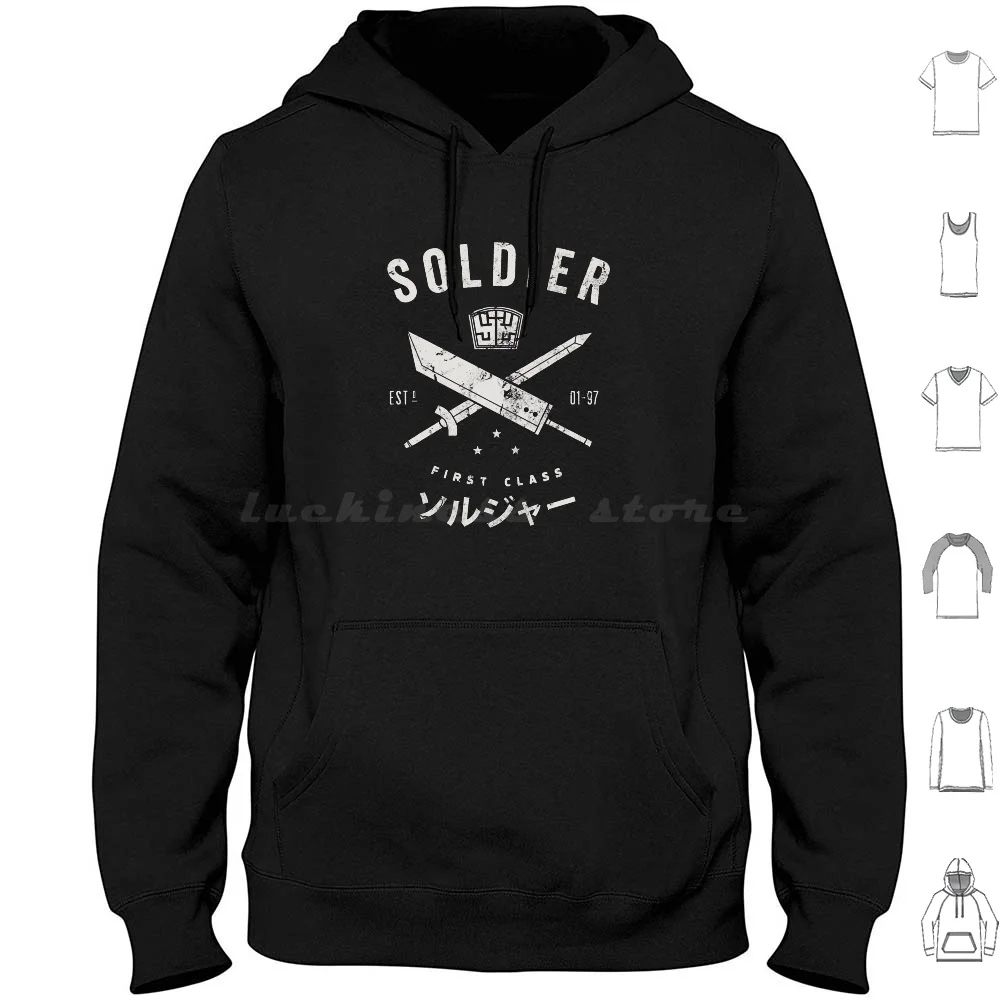 Soldier Remake Hoodie cotton Long Sleeve Final Fantasy Vii Cloud Strife Ff7 Soldier Shinra Sephiroth Vintage Logo