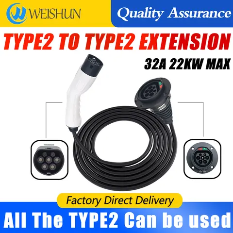 Przedłużacz do ładowarki EV Typu 2 7kW 11kW 22kW do stacji ładowania Wallbox Kompatybilny ze wszystkimi wtyczkami ładowania Typu 2