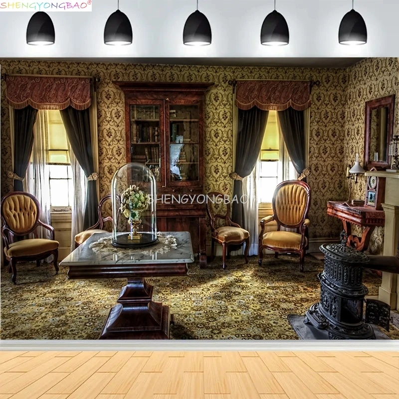 Interior Wall And Floor Mouldings Photography Backdrops Retro Joinery Wood Paneling Palace Wedding Photo Background OR-21