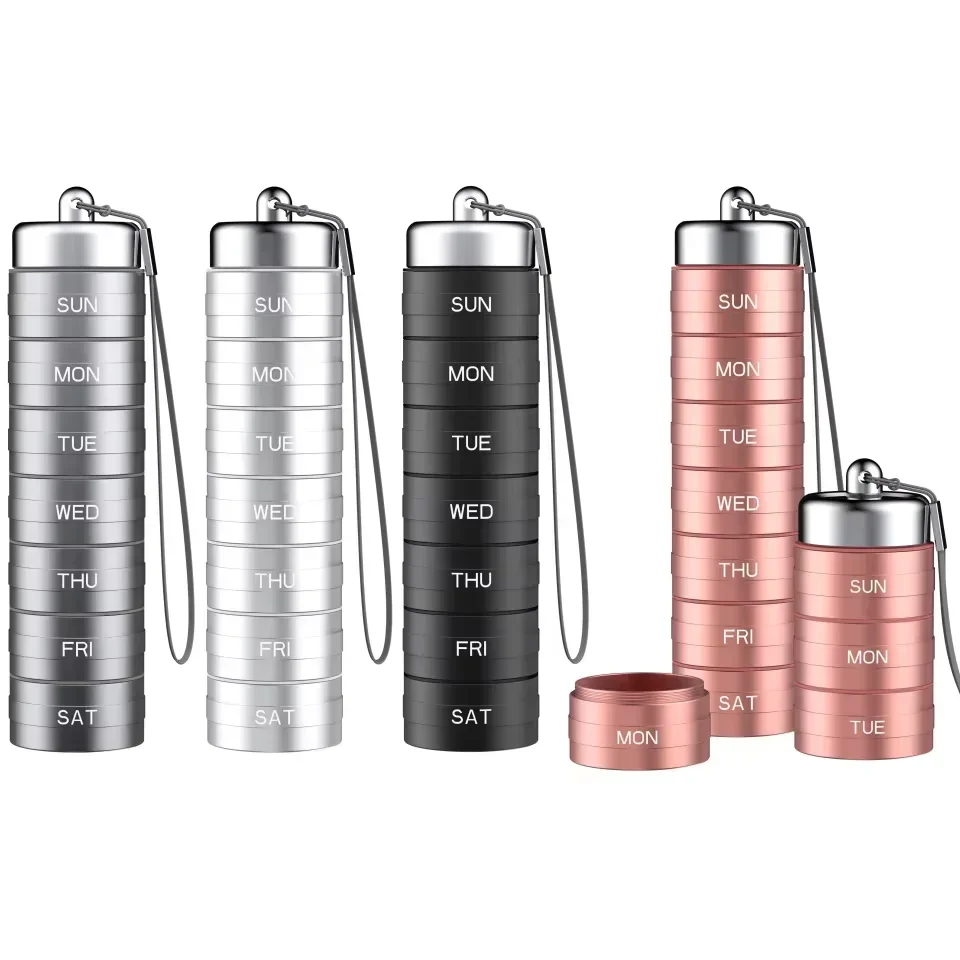

New Portable Pill Case for Travel Metal Pill Organizer Waterproof Pill Box Pill Case Container Medicine Bottle Organizer Weekly