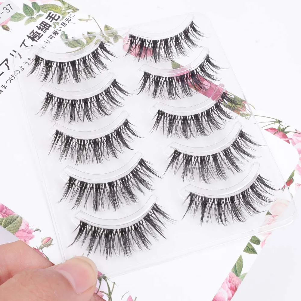 5 Pairs New Natural Manga Lashes 3D Soft Eyelashes Thick False Eye Lashes Manga Daily Dating Makeup Eyelashes Lashes Wispy