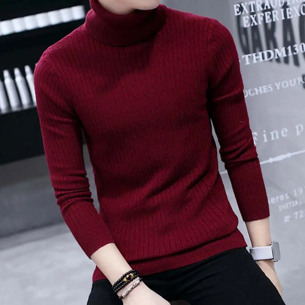 Turtleneck Men Sweater Slim Fit Long Sleeve Sweater Cotton Pullover For Winter Men Pullover Casual Slim Fit Knitting Shirt