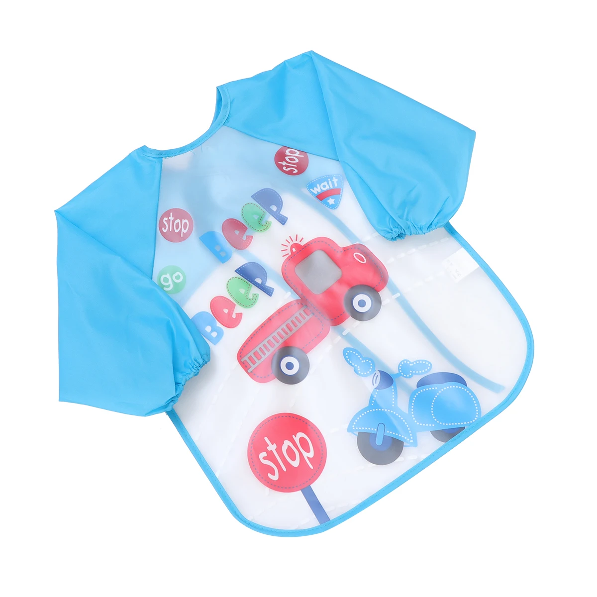 

Waterproof Eva Painting Smock For Blue Car Pattern Long Sleeve Apron 'S Learning Play Clothes