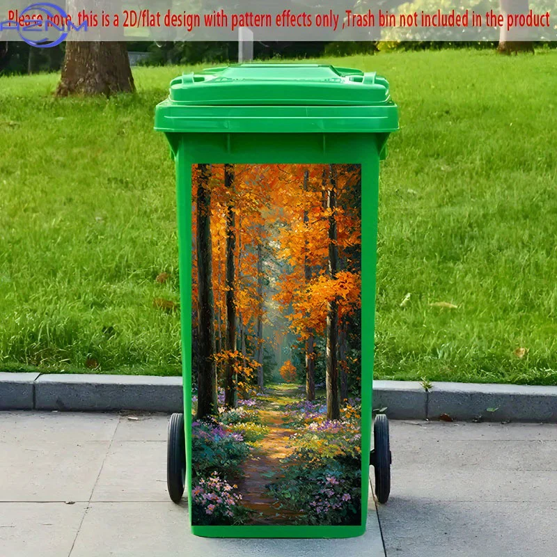 1pc of 2D Pattern Printed Sticker for Kitchen Trash Bins, Measuring X Cm, Featuring a Theme of Autumn Forest Flowers, Suitable