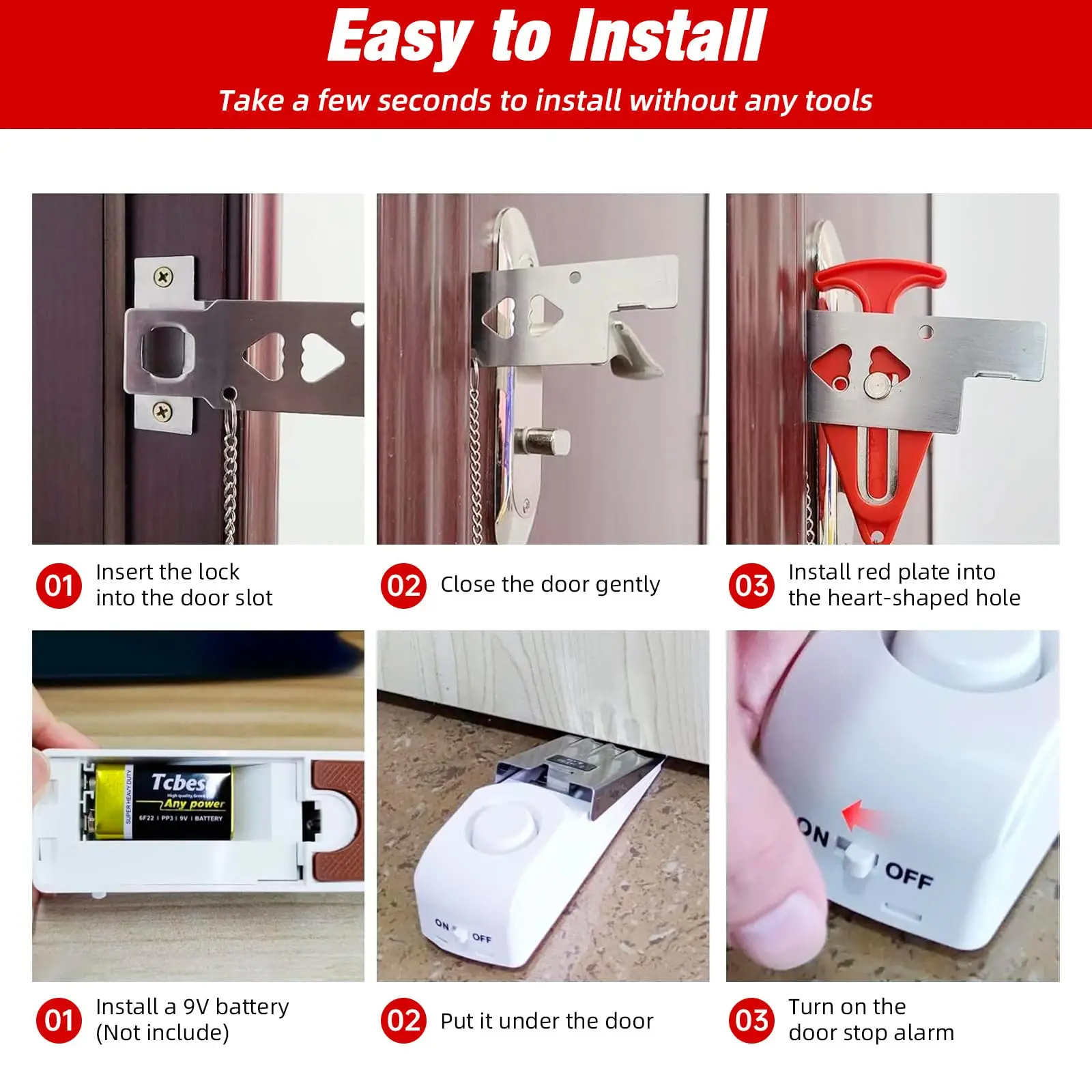 Allarme fermaporta portatile Serratura per porta dell'hotel da viaggio Nessuna installazione richiesta Fornisce doppia sicurezza per i viaggi in hotel domestici ﻿