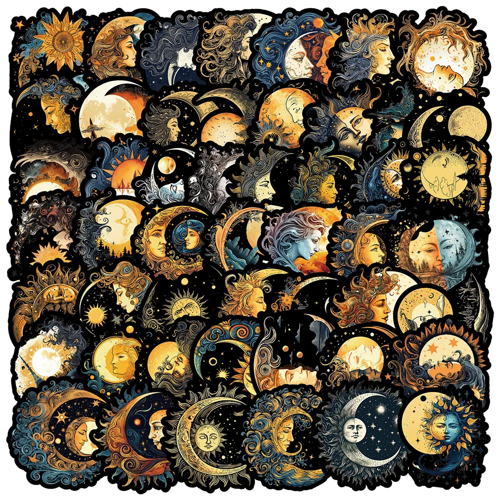 

10/30/50pcs Vintage Sun and Moon Goddess Aesthetic Stickers Art Graffiti Sticker Decoration Scrapbook Guitar Diary Phone Decals