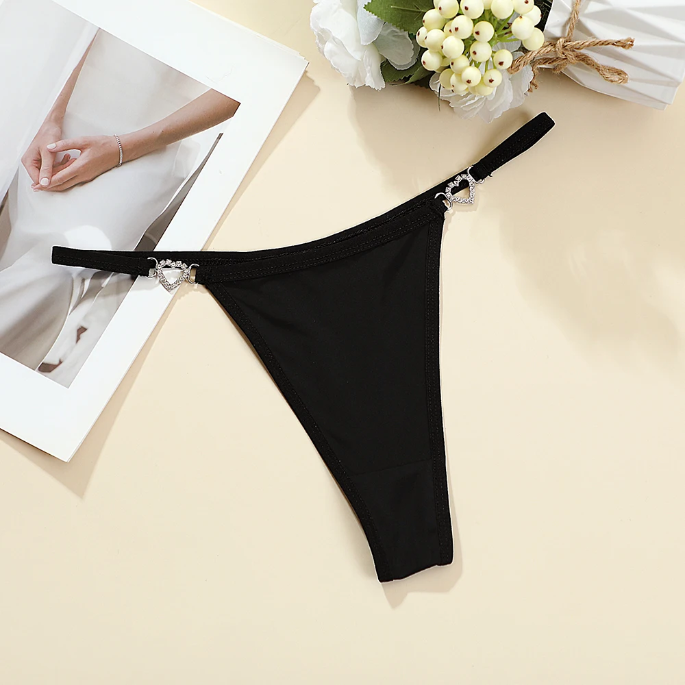 Dámské sexy tanga s nízkým pasem, tangami a srdíčky, dekoracemi ve tvaru srdce, bikiny, intimní prádlo s T-back efektem, nové módní kalhotky do rozkroku - náhled 3