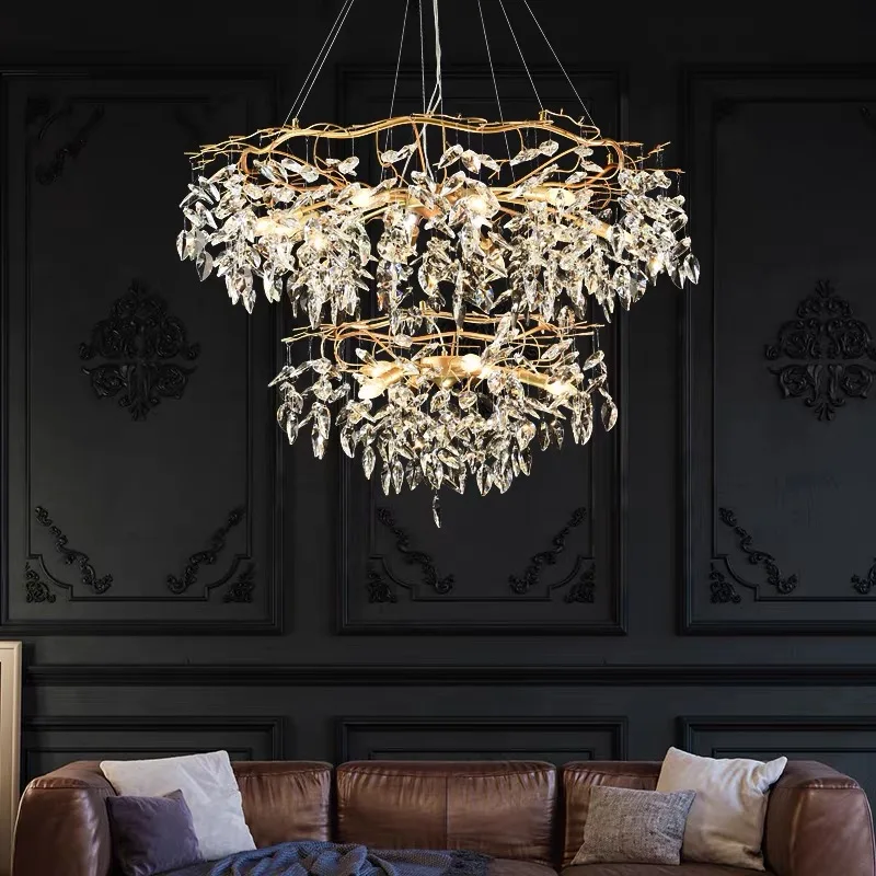 Imagem -03 - Modern Luxury Crystal Chandelier Led Lustre Pendant Light Luminária para Sala de Estar Hotel Hall Home Decor Pendurado Lâmpada