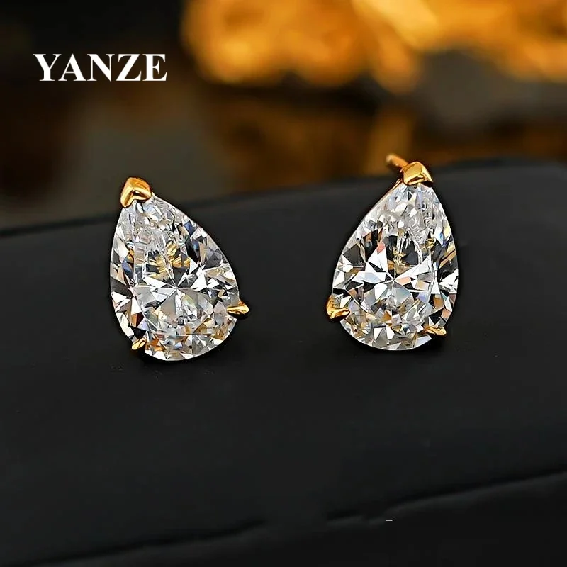 925 Sterling Silver 3ct Waterdrop Pear-Shaped Lab Diamond Earring Luxury jewelry for Woman Attending Events Dating  Anniversary