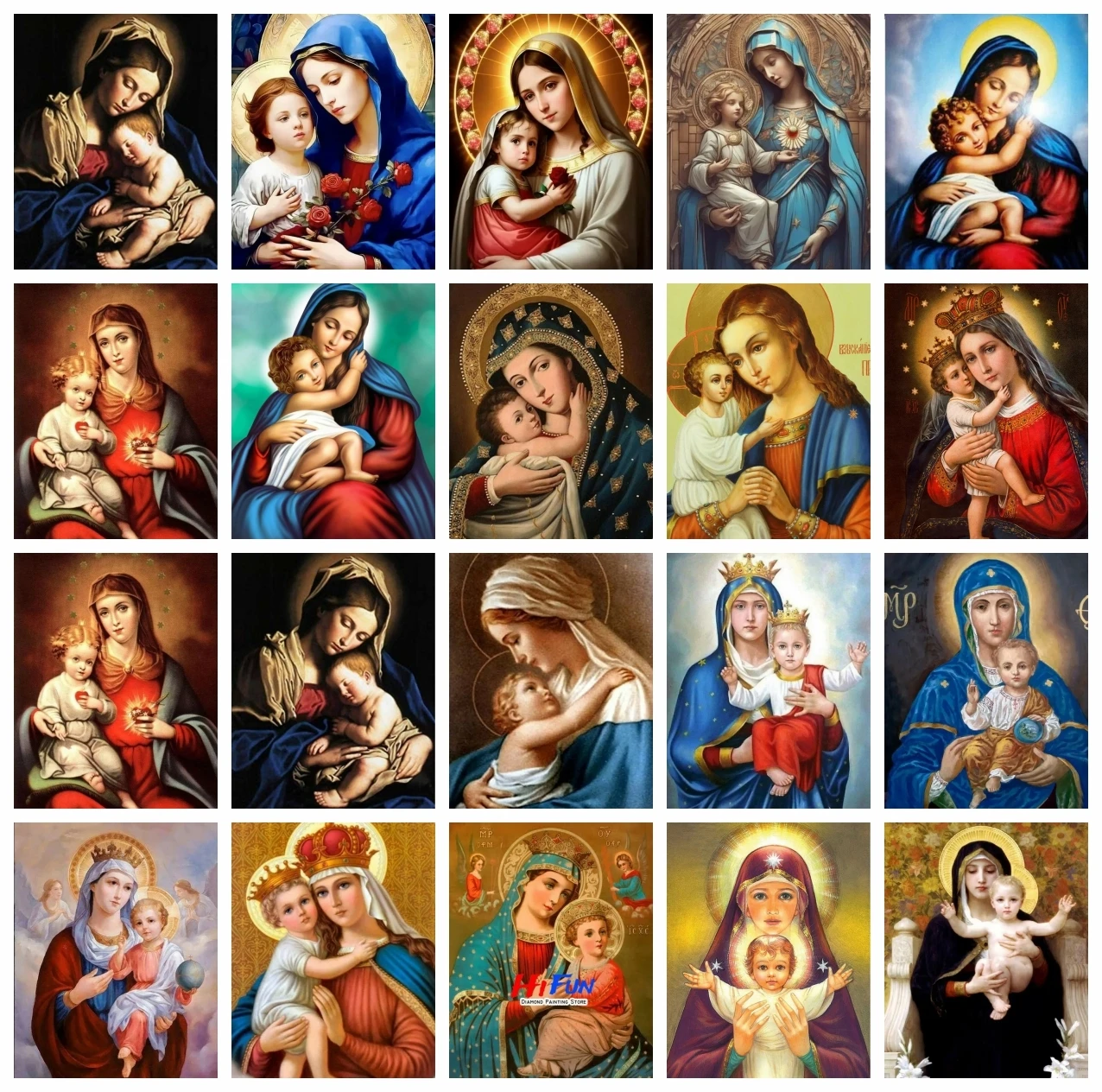 AZQSD Diamond Painting Virgin Mary Cross Stitch Wall Decoration Handmade 5d Diy Needlework Embroidery Religious Icon Round Drill