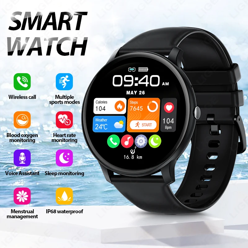 

2026 New Smart Watch Women Men Bluetooth Call Sports Fitness Watches Heart Rate Health Monitor Smartwatch Ladies For Android iOS