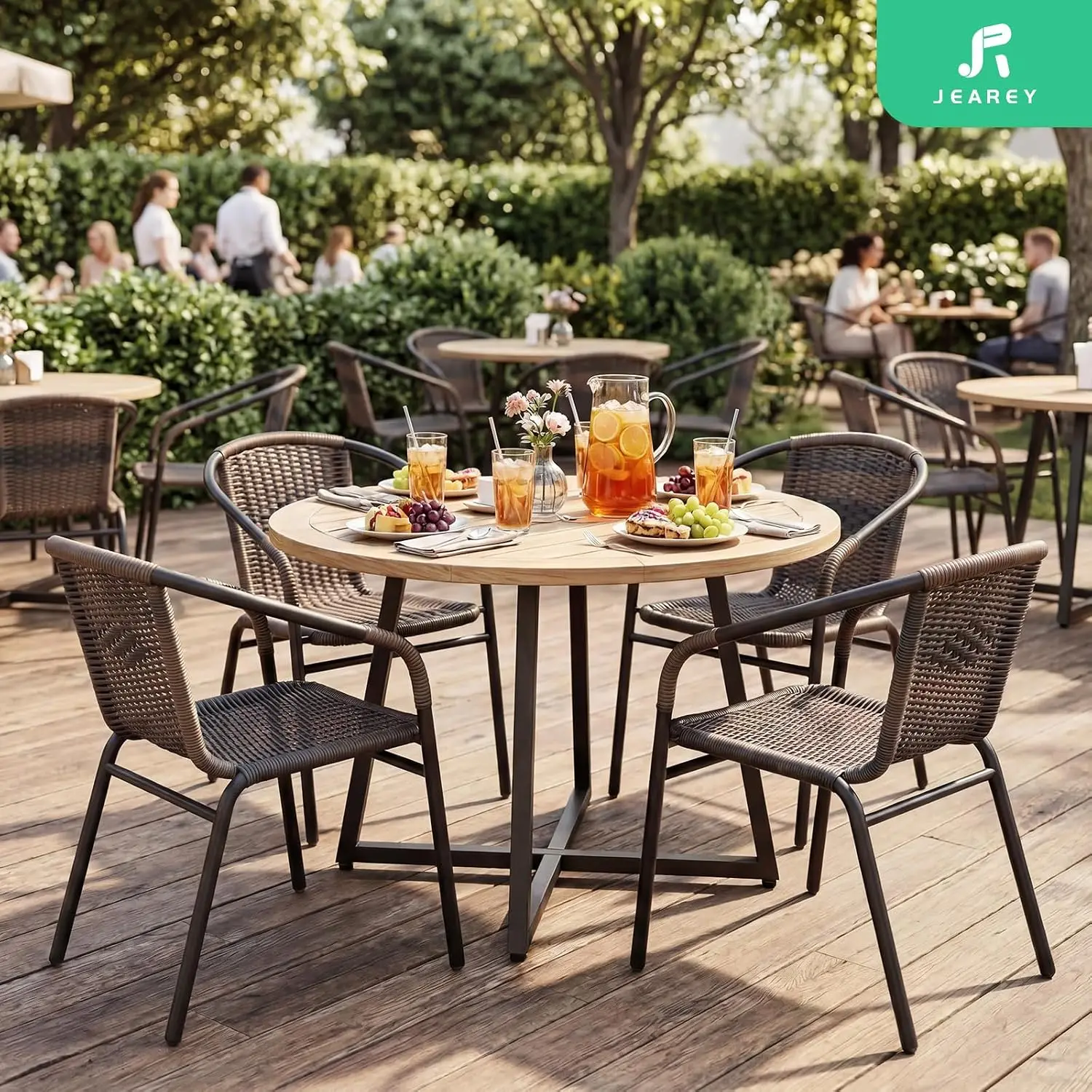 Outdoor Dining Chairs Set of 4, Stackable Rattan Patio Chairs, Brown