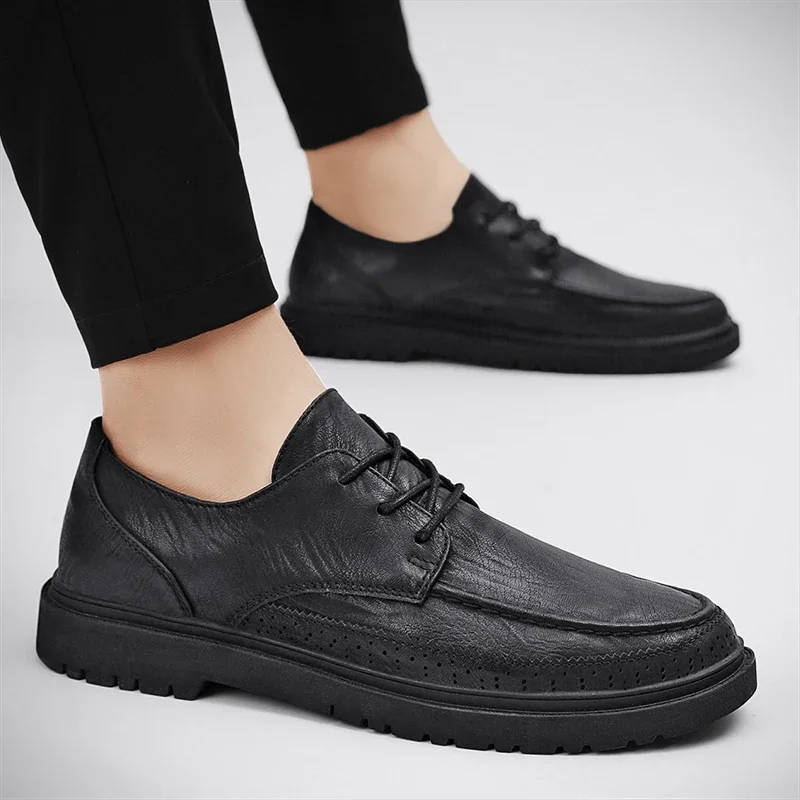 Men's Classic Formal Dress Oxford Lace Wedding Business Shoe Leather Casual Shoes Breathable Fashion Sports Shoes Le Fu Shoes