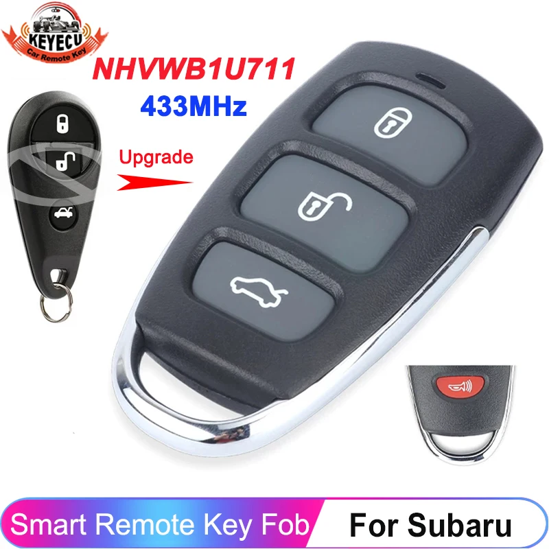 

KEYECU Upgraded Remote Car Key Control Fob 3+1 Button For Subaru Tribeca Forester Impreza Legacy Outback P/N: NHVWB1U711 433MHz