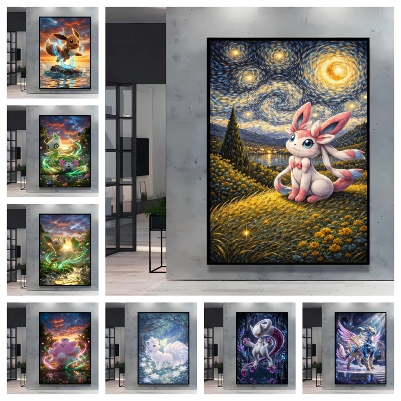 

Hot Anime Aesthetic Poster Pokemon Home Room Picture Print Wall Art Spray Printing Children's Bedroom Decor Birthday Gifts