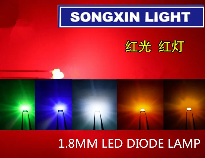 10PCS 1.8 mm LED diode Light White Yellow Red Green Orange Blue Original color DIP LED Diffused