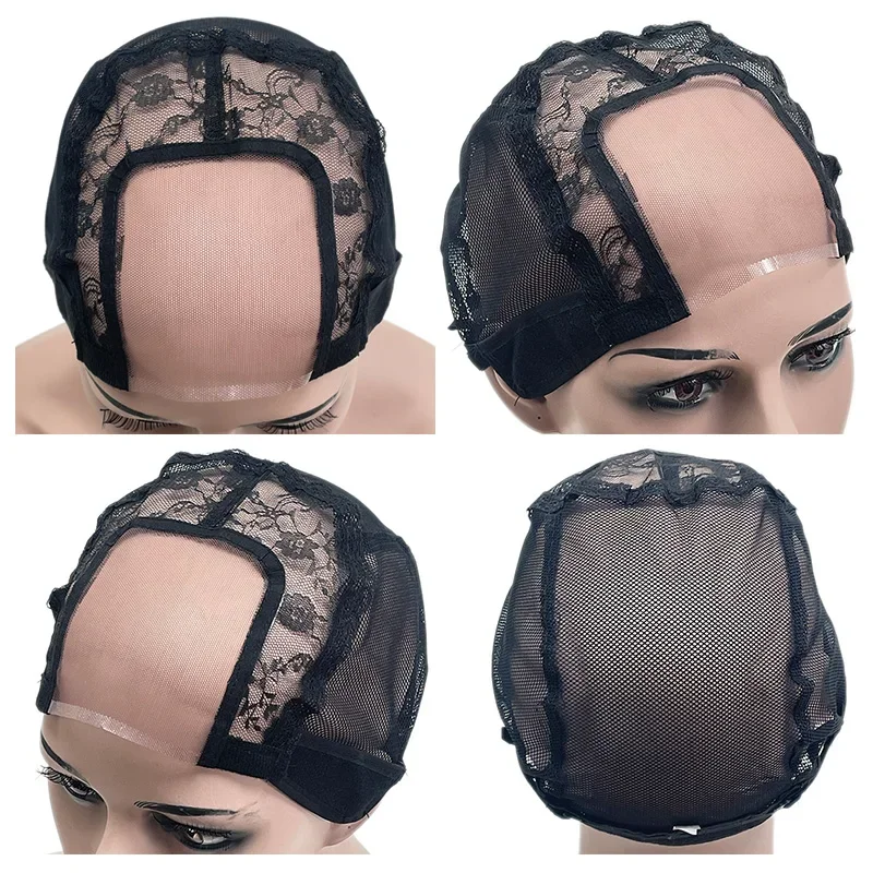 1pc 3.5X3 Inch U Part Lace Wig Cap for Making Wigs with Adjustable Straps on The Back Hairnets Keep Your Wig in Place