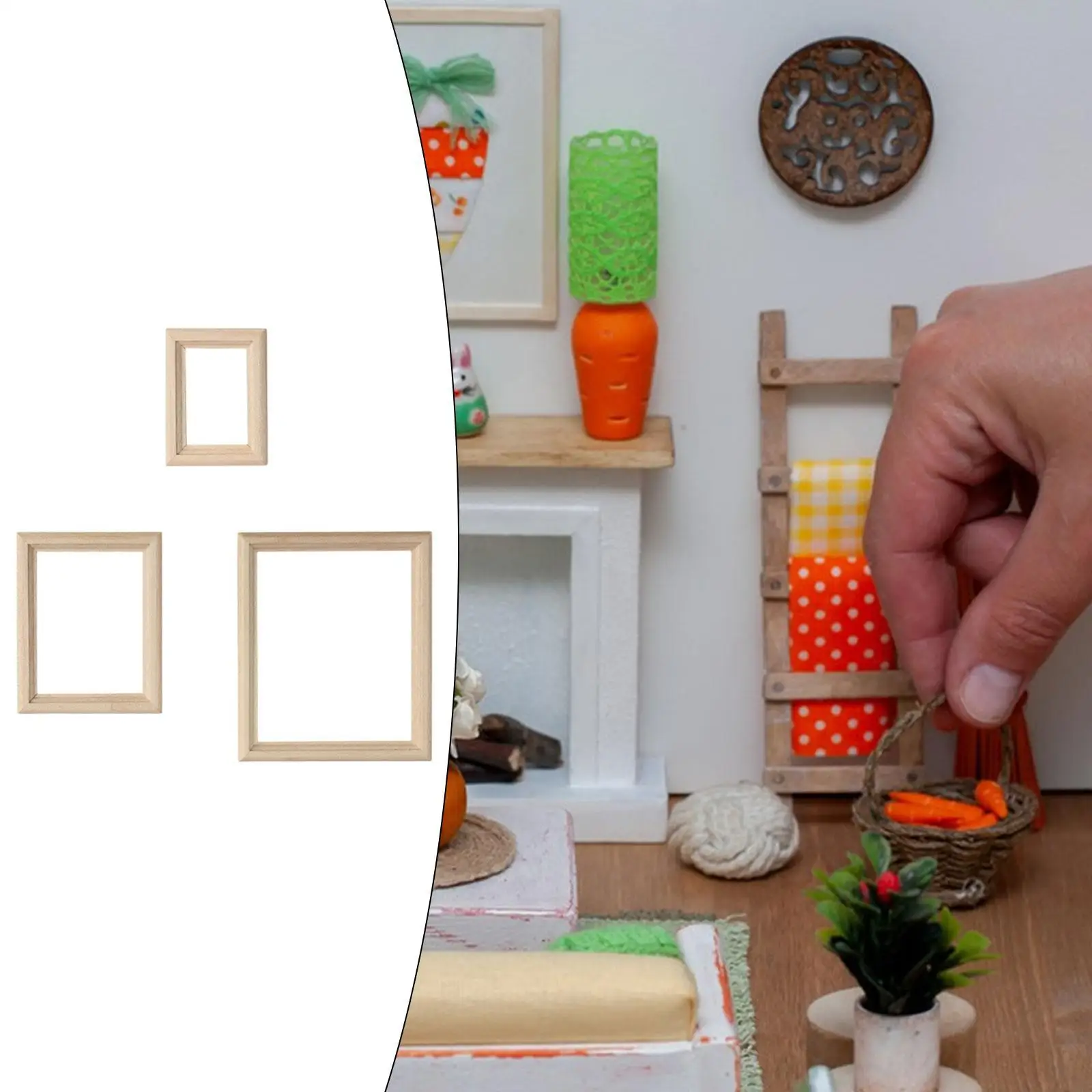 3x 1/12 Mini Fotolijst Rollenspel Games Ambachten DIY Wall Art Schilderen Speelgoed