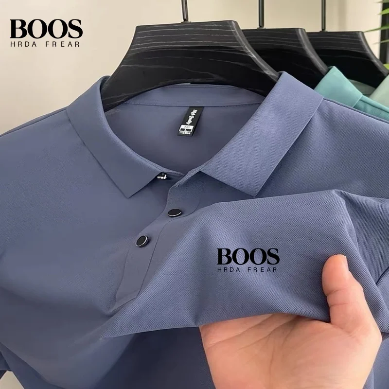 

Summer men's high-quality seamless silk polo shirt, new fashionable, casual, comfortable and refreshing T-shirt top