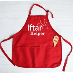 Iftar helper children red Apron kid boy girl Eid Mubarak Muslim Islamic Ramadan Kareem family dinner kitchen decoration gift