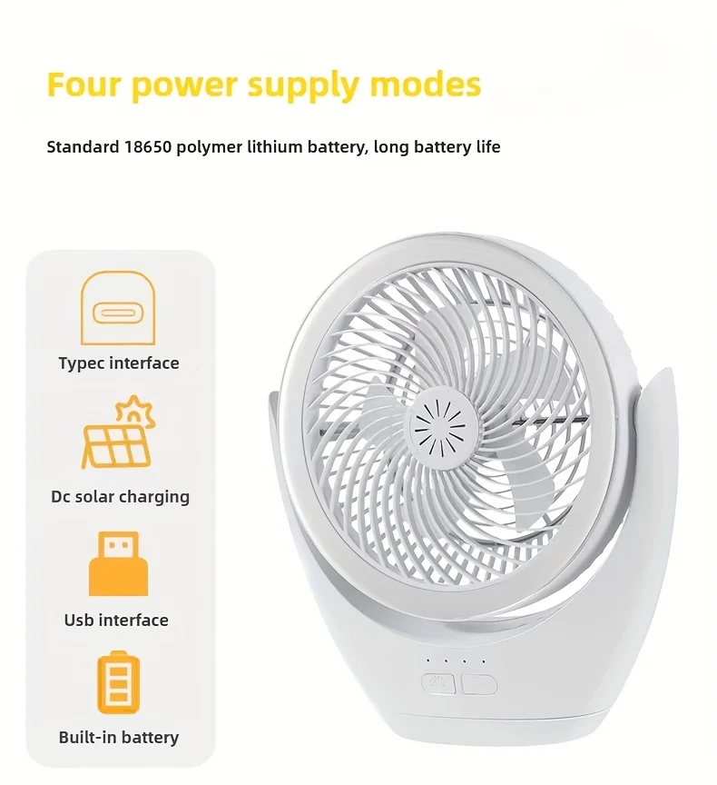 USB Rechargeable Mini Desktop Fans with LED Light with 120° Rotation & Hanging Hook for Bedroom Living Room Study Kitchen Office