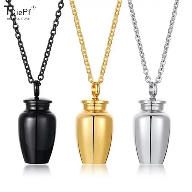 1PCS  Waterproof Pill Bottle Necklace Pendant Memorial Hollow Tube Stainless Steel For Men Women Jewelry Pill Bottle Case Holder