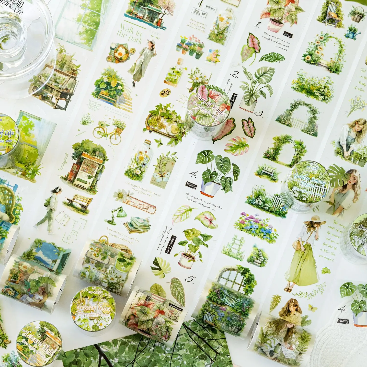 1pcs/1lot Decorative Adhesive Tapes Green Oxygen Programme Junk Journal DIY Paper Japanese Masking Scrapbooking Stickers