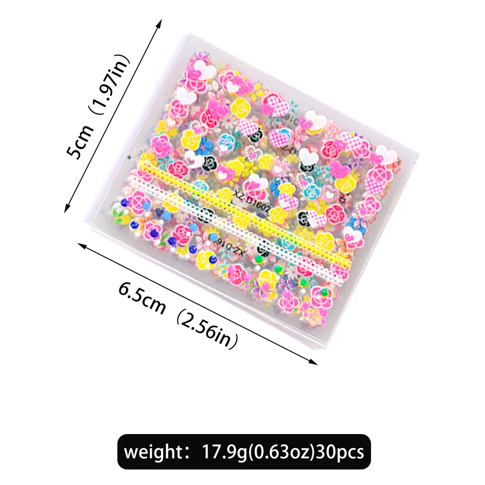 24/30pcs Coloful Mini Bloem Nail Art Stickers 3D Daisy/Lover Hart/Boog Nail Decals 5.5*6cm Zelfklevende Nail Art Decoraties