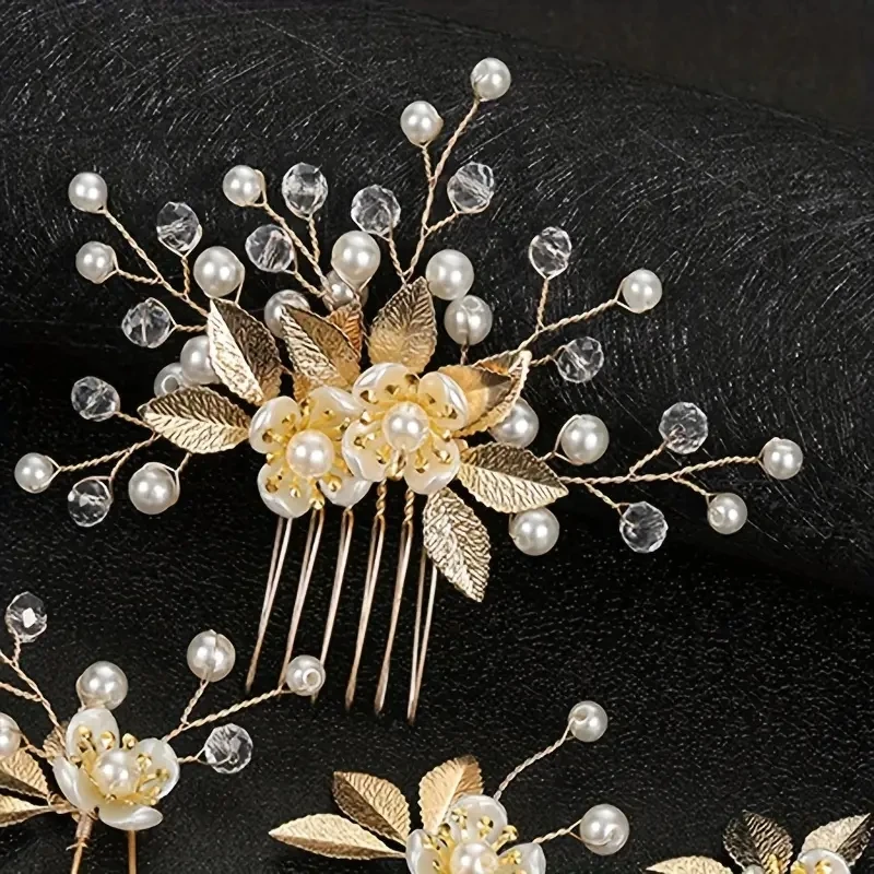 5 قطع الأزياء كريستال الفاخرة إكسسوارات الشعر الحلو رومانسية النساء العروس حزب الزفاف اكسسوارات مجوهرات مشبك شعر مشط الشعر #3